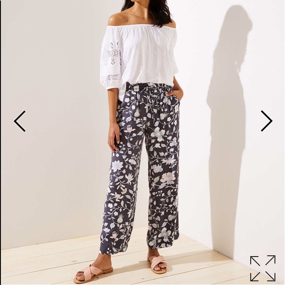LOFT Pants - **NWT** Loft Floral Fluid Drawstring Pants